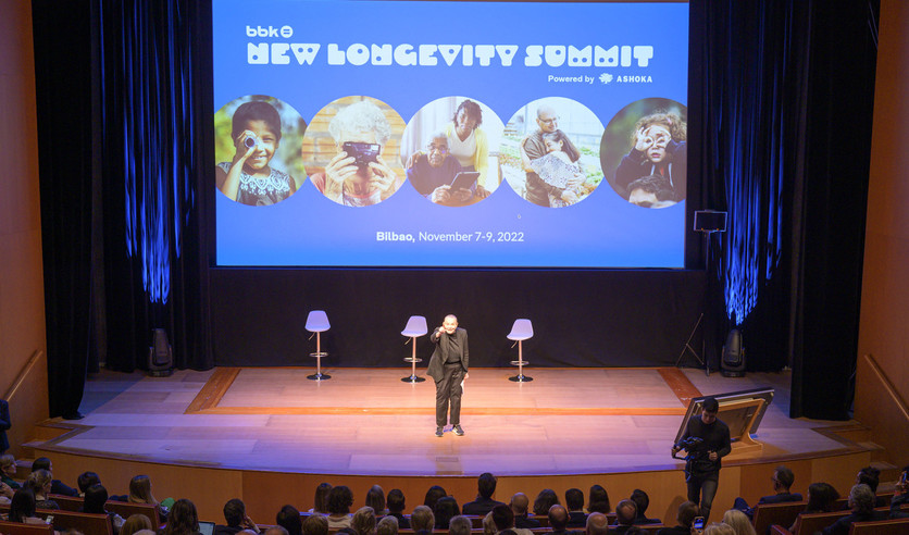 Picture of the stage during the New Longevity Summit